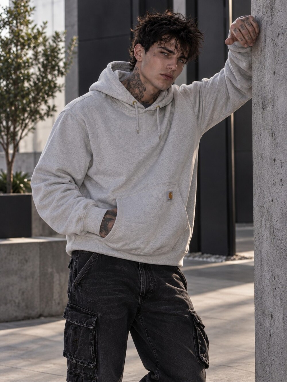 Carhartt K121 Heather Gray Midweight Pullover Hoodie M Original Fit Workwear CC